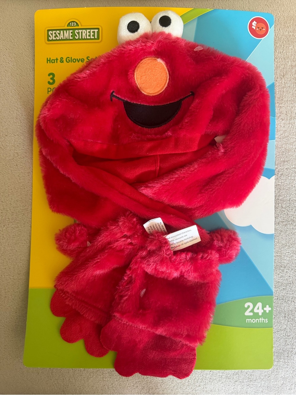 Sesame Street Elmo Red Fuzzy Hat and Glove Set - 3 Piece Set